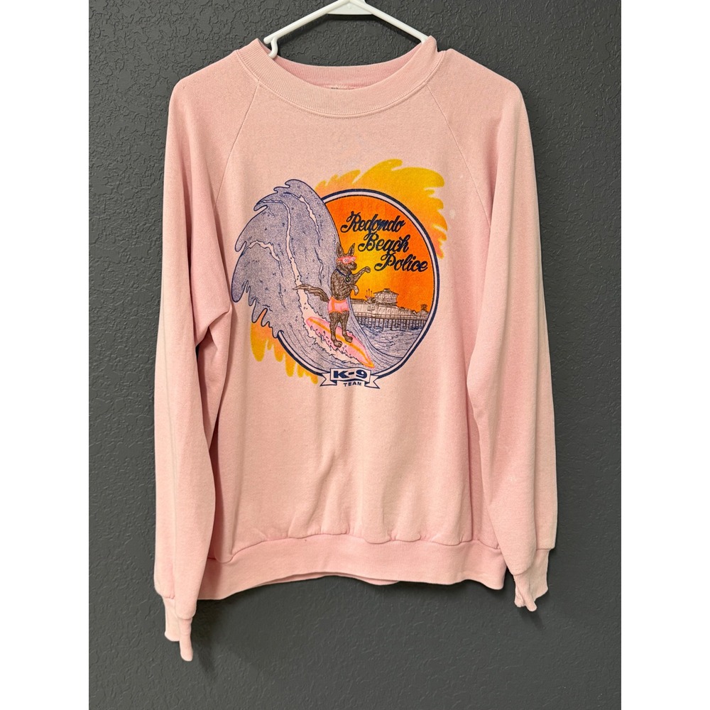 Jerzees Redondo Beach Police K-9 Team Pink Sweatshirt XL vintage Made in USA